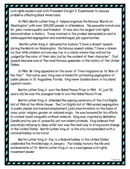 Martin Luther King Jr. DIGITAL Reading Passage and Questions - Self Grading - Image 4