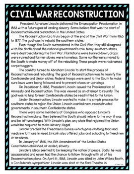 Civil War Reconstruction DIGITAL Reading Passage and Questions - Self Grading - Image 2