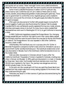 California Gold Rush DIGITAL Reading Passage and Questions - Self Grading - Image 4