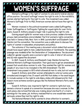 Women's Suffrage DIGITAL Reading Passage and Questions - Self Grading - Image 2
