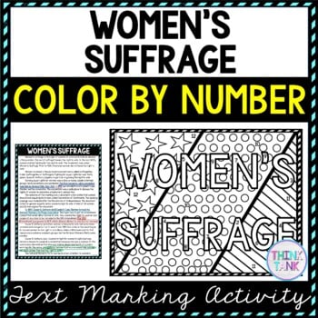 Women's Suffrage Color by Number, Reading Passage and Text Marking