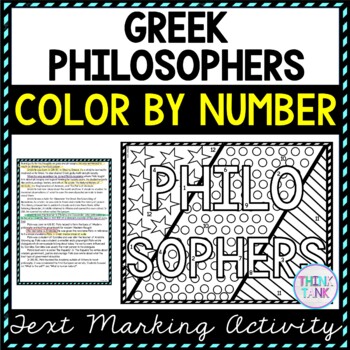 Greek Philosophers Color by Number, Reading Passage and Text Marking