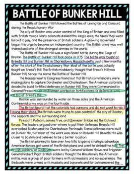 Battle of Bunker Hill Color by Number, Reading Passage and Text Marking - Image 4