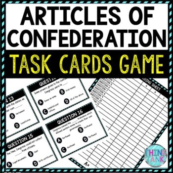 Articles of Confederation Task Cards Review Game Activity