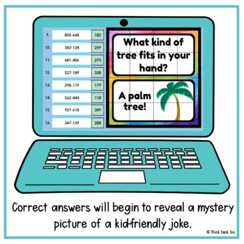 3-Digit Subtraction WITH Regrouping | Math Mystery Picture Reveal | Joke | SET 2 - Image 3