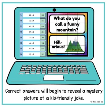 Multiplication - 2 digit x 1 digit - Math Mystery Picture Reveal - Joke - Set 2 - Image 3