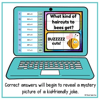 Multiplication - 3 digit x 1 digit - Math Mystery Picture Reveal - Joke - Image 3