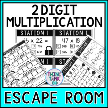 Multiplication Escape Room | 2 digit x 2 digit | Math Activity | Print and Go