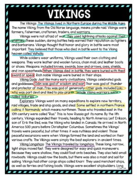 Vikings Color by Number, Reading Passage and Text Marking - Image 4