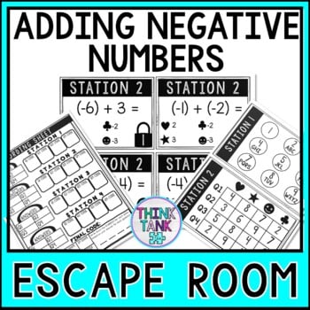 Adding Negative Numbers Escape Room | Addition with Negatives | Math Activity