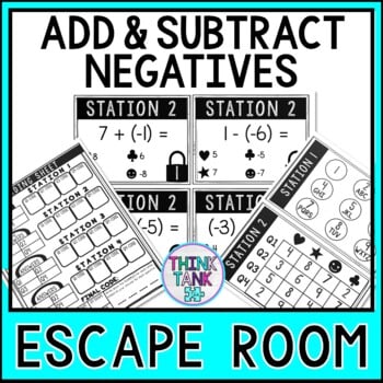 Adding and Subtracting Negative Numbers Escape Room | Math Activity