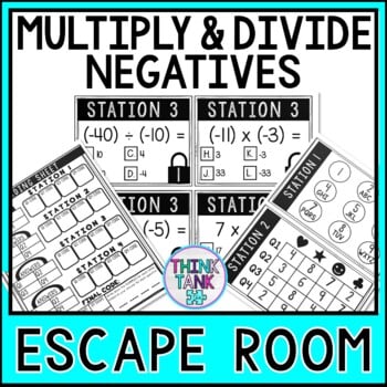 Multiply and Divide Negative Numbers Escape Room | Math Activity