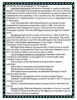 Alexander Graham Bell DIGITAL Reading Passage and Questions - Self Grading - Image 3