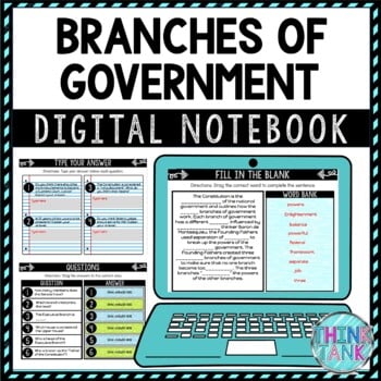 Branches of Government DIGITAL Interactive Notebook | Choice Board