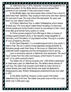 Valentine's Day DIGITAL Reading Passage & Questions - Self Grading - Image 3