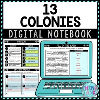 13 Colonies DIGITAL Interactive Notebook | Choice Board | Colonial America