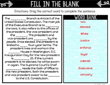 Executive Branch DIGITAL Interactive Notebook | Choice Board | Government - Image 3