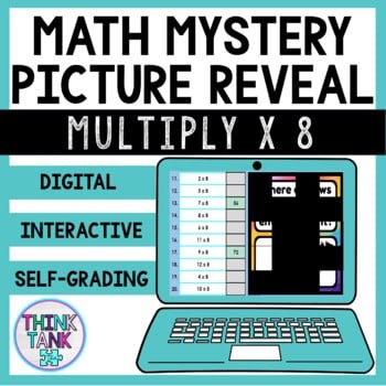 Multiplication Facts x 8 Math Mystery Picture Reveal | Joke | Multiply x 8