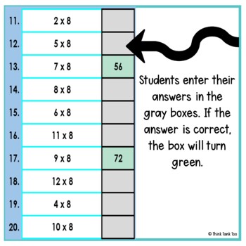 Multiplication Facts x 8 Math Mystery Picture Reveal | Joke | Multiply x 8 - Image 3