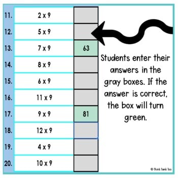 Multiplication Facts x 9 Math Mystery Picture Reveal | Joke | Multiply x 9 - Image 3