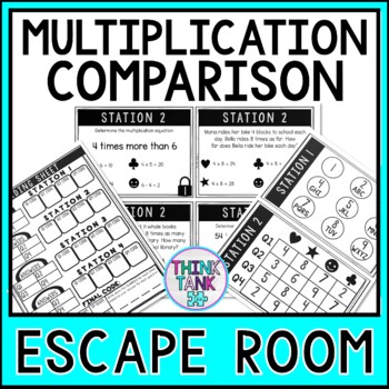 Multiplication Comparison MATH Escape Room | 4.OA.1 | Common Core | Equations