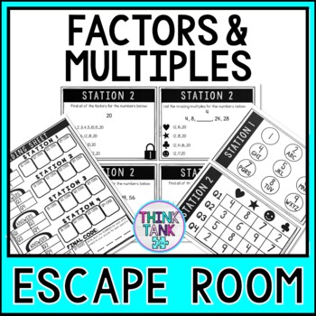 Factors and Multiples MATH Escape Room - 4.OA.4 - Common Core - Multiplication