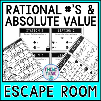 Rational Numbers and Absolute Value MATH Escape Room - Common Core - 6.NS.7