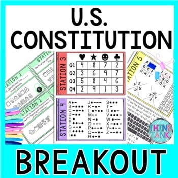 Constitution Breakout Activity - Task Cards Puzzle Challenge