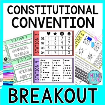 Constitutional Convention Breakout Activity -Task Cards Puzzle Challenge