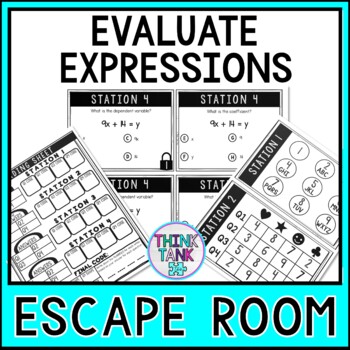 Evaluate Expressions MATH Escape Room - Common Core - 6.EE.2
