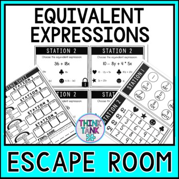 Equivalent Expressions MATH Escape Room - Common Core - 6.EE.3 and 6.EE.4