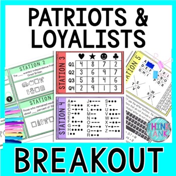 Patriots and Loyalists Breakout Activity - Task Cards Puzzle Challenge