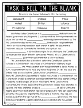 Constitution Reading Comprehension Challenge - Close Reading Activities - Image 3
