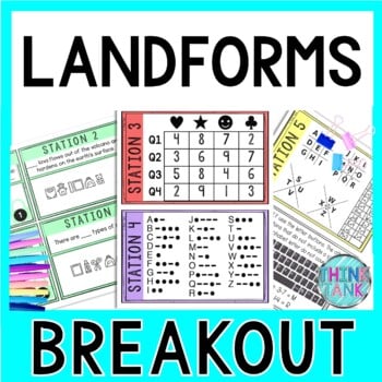 Landforms Breakout Activity - Task Cards Puzzle Challenge