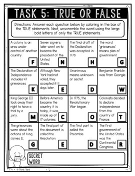 Declaration of Independence Reading Comprehension - Close Reading Activity - Image 3
