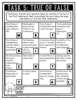 Articles of Confederation Reading Comprehension - Close Reading Activity - Image 3