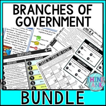 Branches of Government Unit Bundle - Reading Comprehension - Escape Rooms