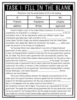 Bill of Rights Reading Comprehension Challenge - Close Reading Activity - Image 2