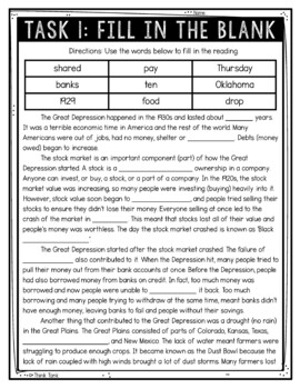 Great Depression Reading Comprehension Challenge - Close Reading Activity - Image 2