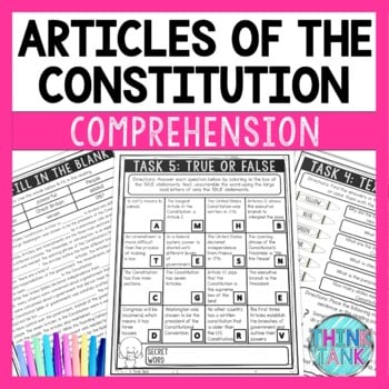 Articles of the Constitution Reading Comprehension Challenge - Close Reading