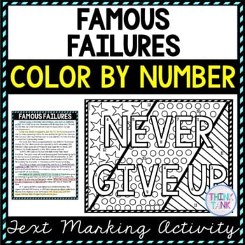 Famous Failures Color by Number, Reading Passage and Text Marking