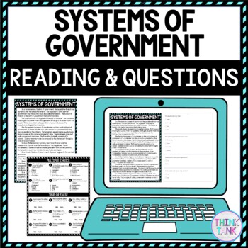 Systems of Government DIGITAL Reading Passage & Questions Self Grading