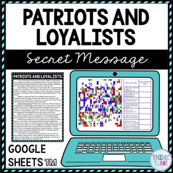 Patriots and Loyalists Secret Message Activity For Google Sheets™