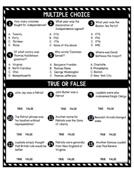 Patriots and Loyalists DIGITAL Reading Passage & Questions Self Grading - Image 4