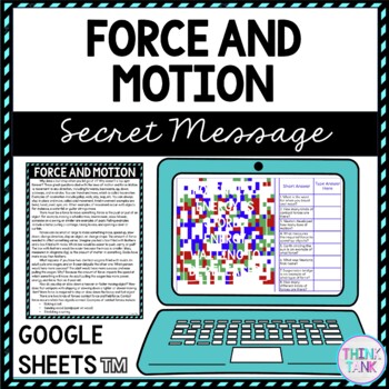 Force and Motion Secret Message Activity For Google Sheets™