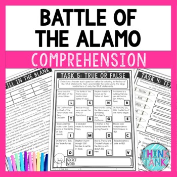 Battle of the Alamo Reading Comprehension Challenge - Close Reading Activity