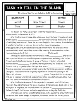 Boston Tea Party Thinktivity™ Reading Comprehension - Interactive Activity - Image 2