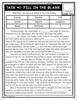 Revolutionary War Battles Thinktivity™ Reading Comprehension - Image 2