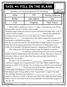 Declaration of Independence Thinktivity™ Reading Comprehension - Image 2