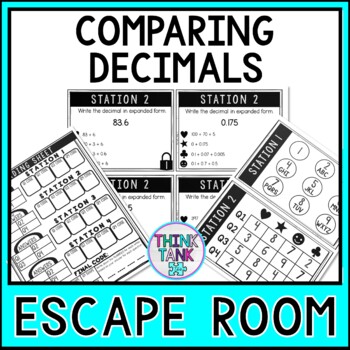 Comparing Decimals MATH Escape Room - Common Core - 5.NBT.3